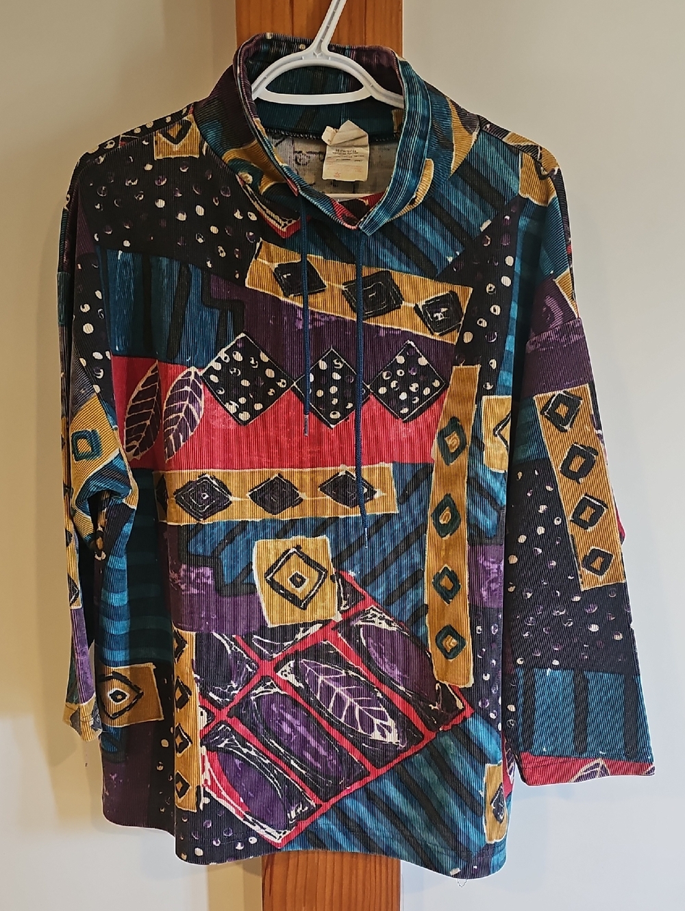 Women's Printed Funnel Neck Hoodie - Multicolor